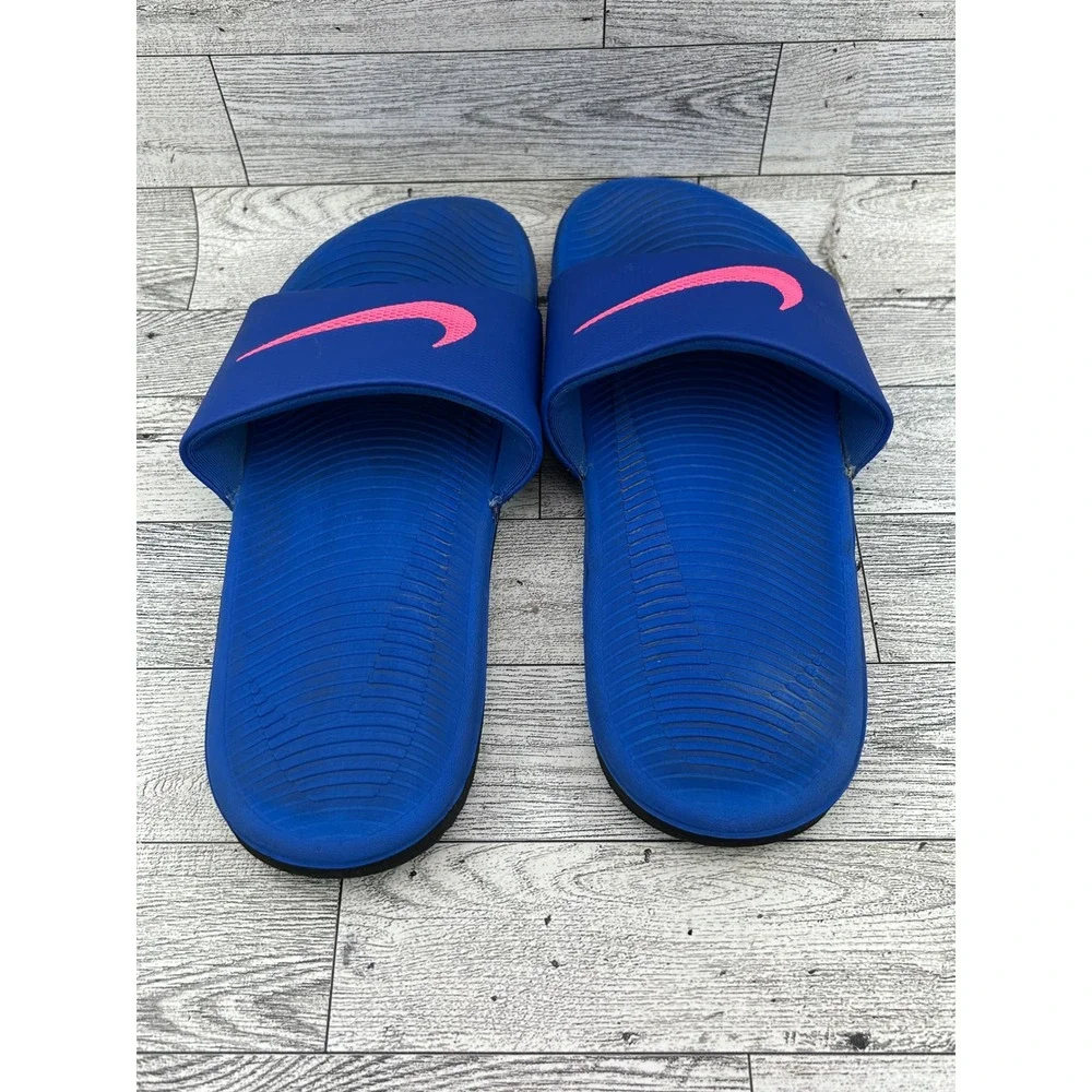 Nike Kawa Slides Women Sz 8 Royal Blue Pink Solarsoft Sandal 819352-404